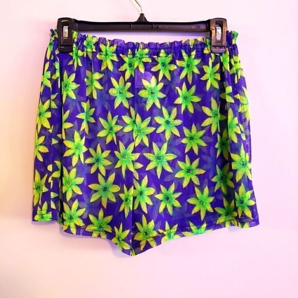 VINTAGE PACIFIC CONNECTIONS MESH FLORAL PRINT SWIM COVER UP SHORTS SIZE SMALL - Picture 3 of 4